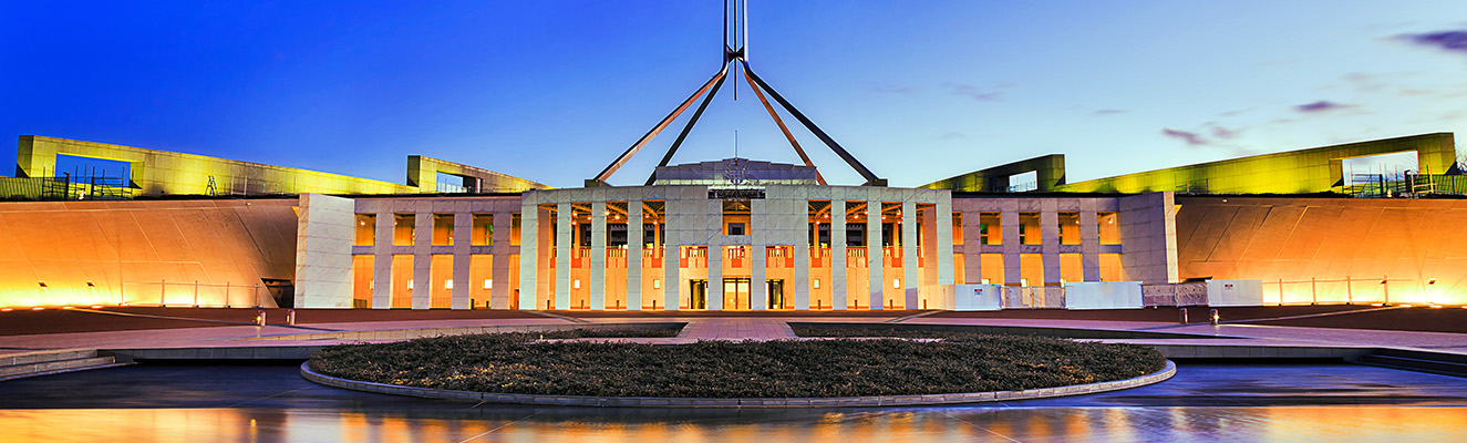 parliament house canberra at sunset